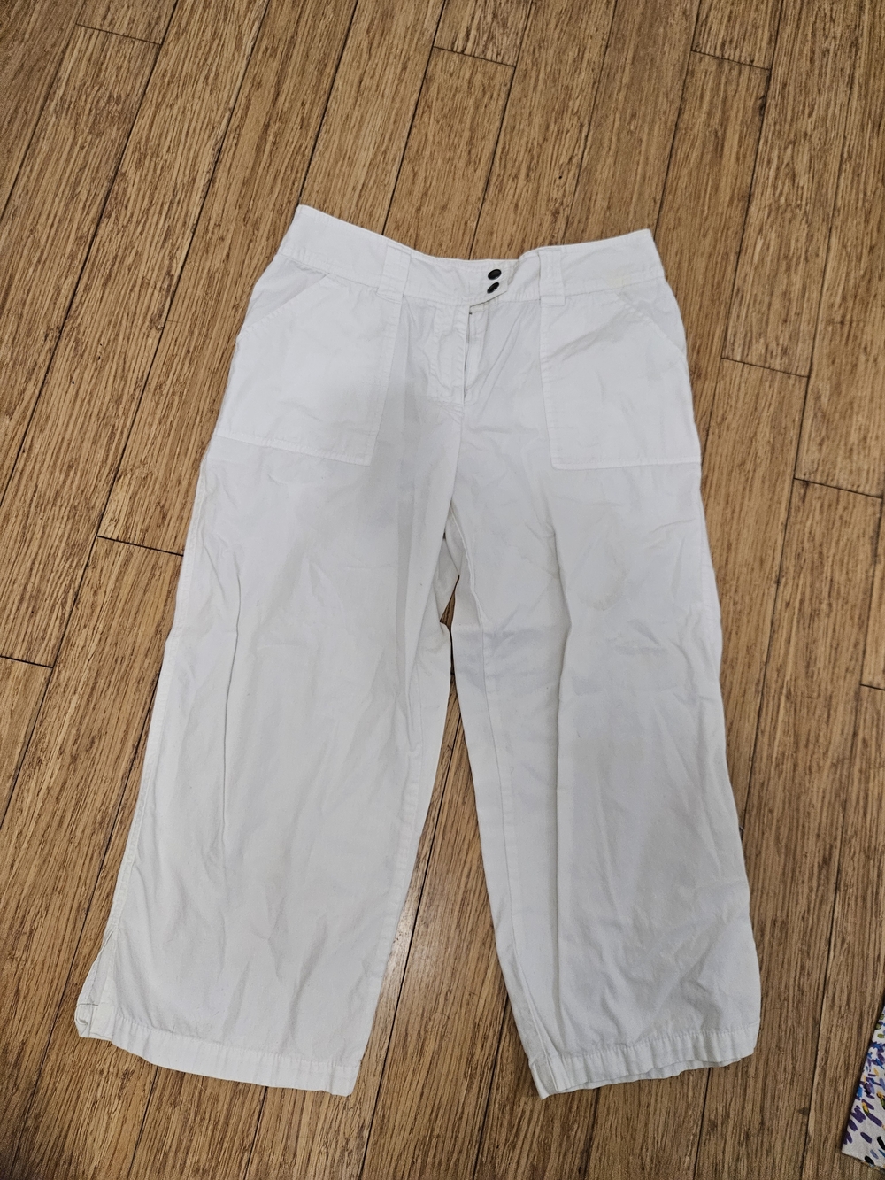 New York & Company White Cropped Wide-Leg Pants